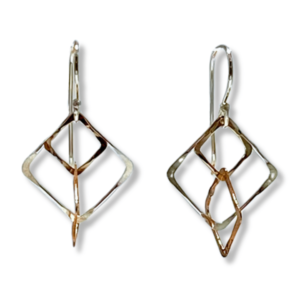 Mixed Metal Triple Square Earrings